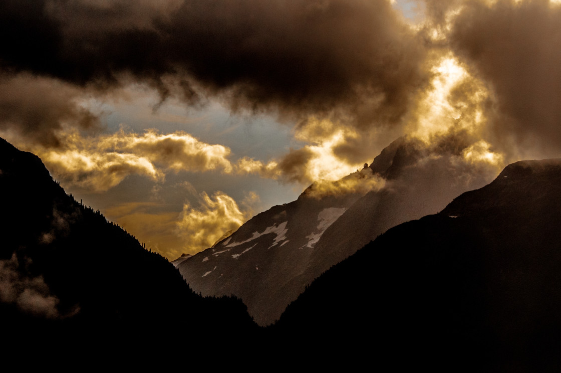 "Snow capped Alaskan mountain range" stock image