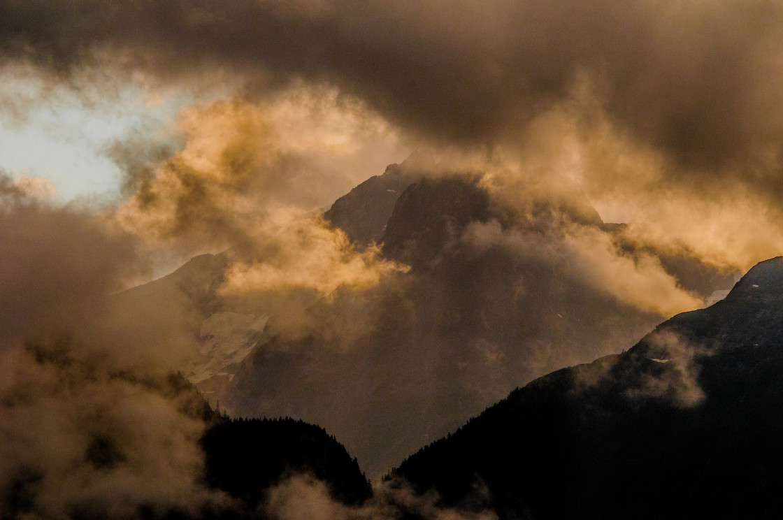 "Snow capped Alaskan mountain range" stock image