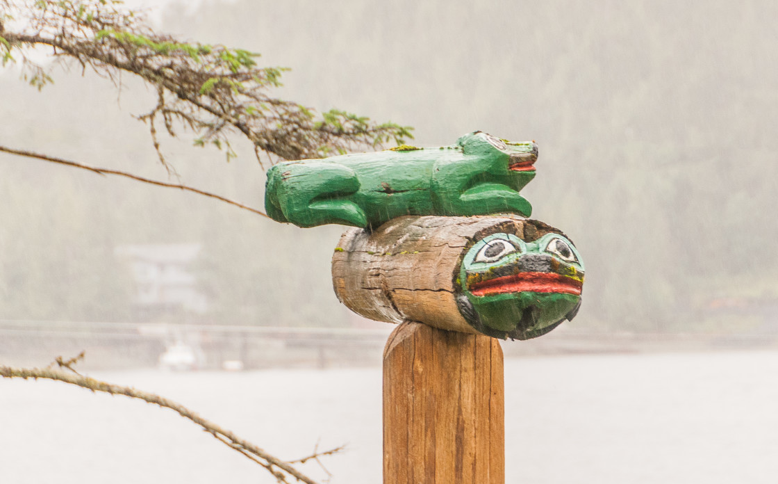 "Native American Totem Poles in Alaska" stock image