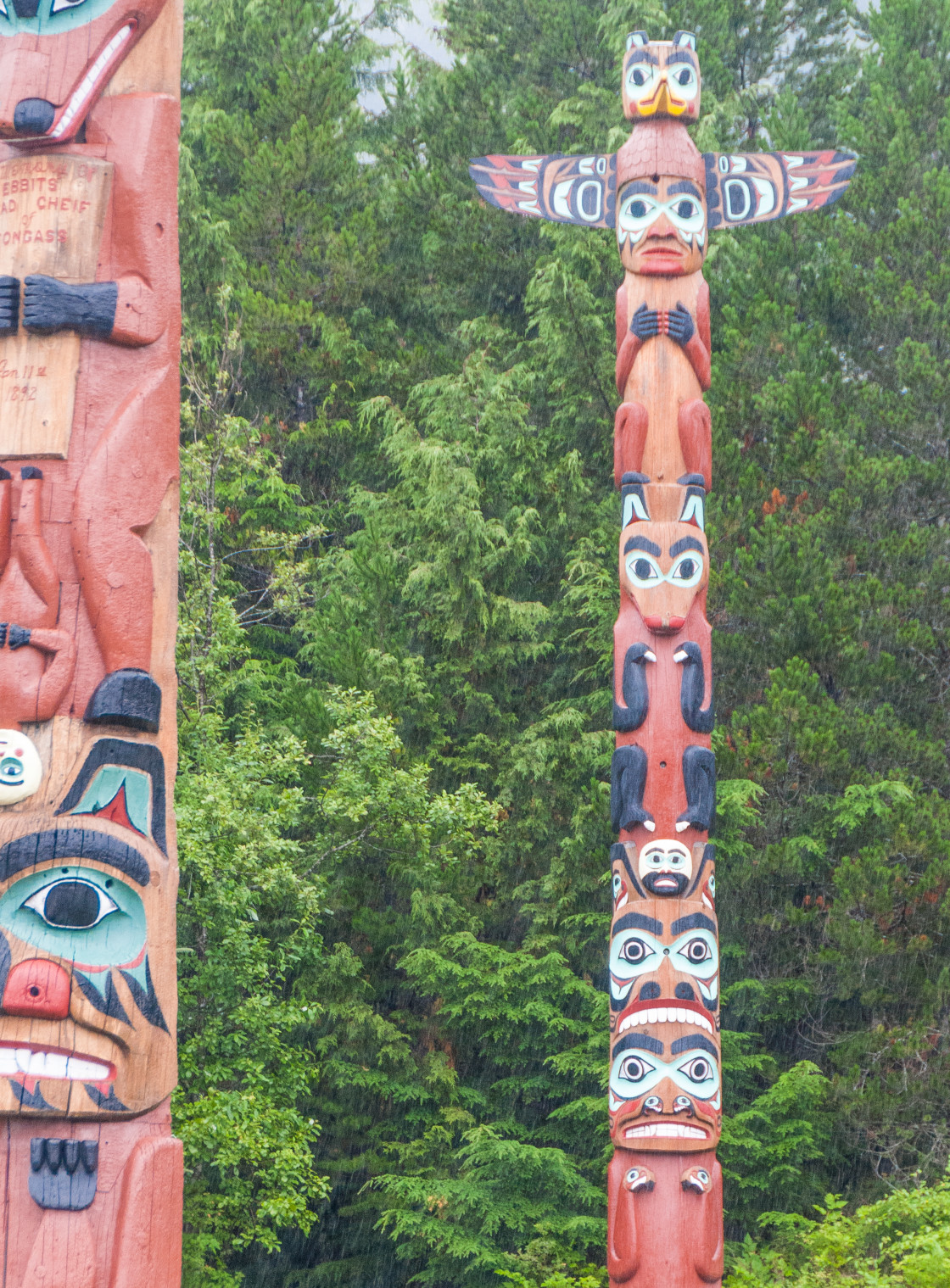 "Native American Totem Poles in Alaska" stock image