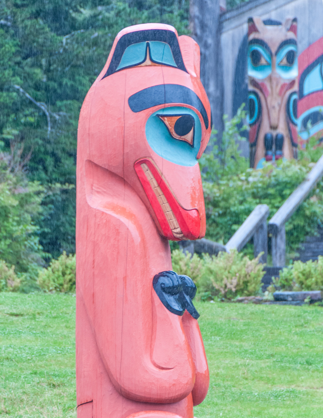 "Native American Totem Poles in Alaska" stock image