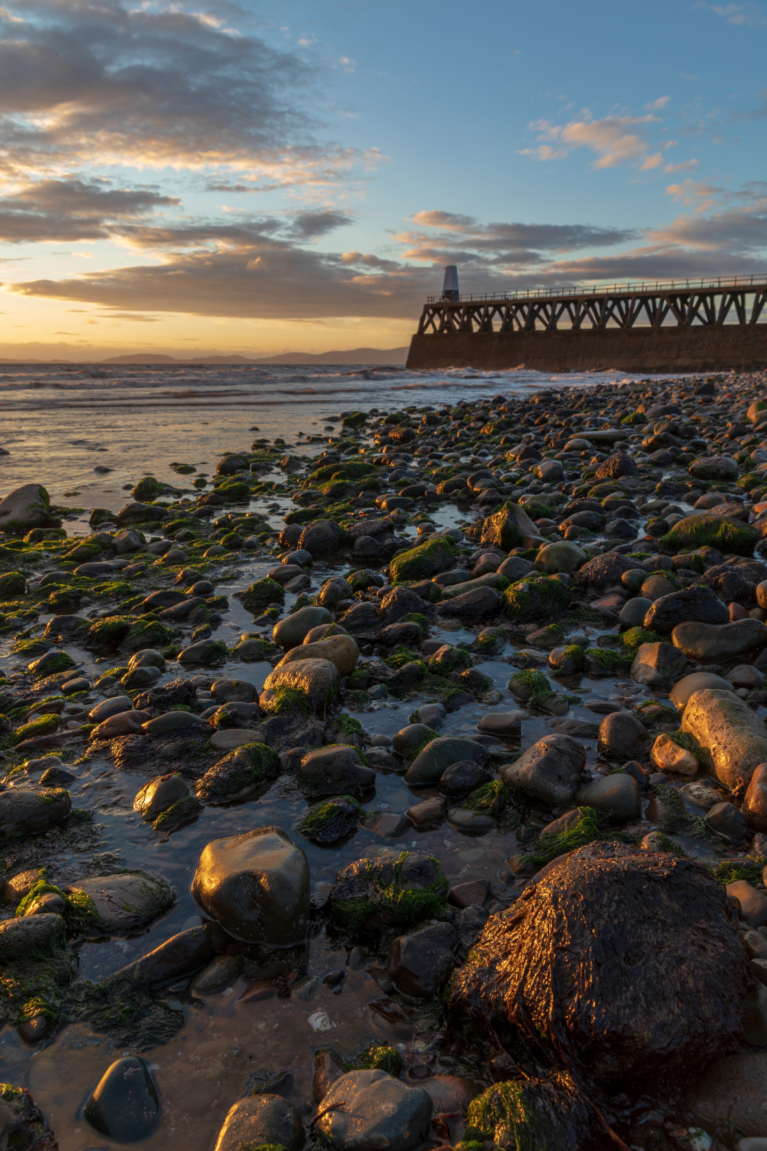 "Maryport Pier at Sunset" stock image