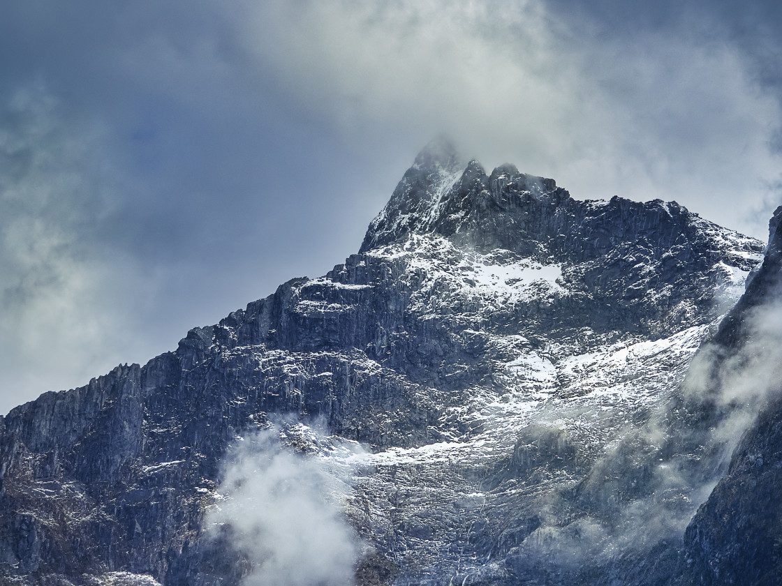 "Milford Sound - up in the clouds" stock image