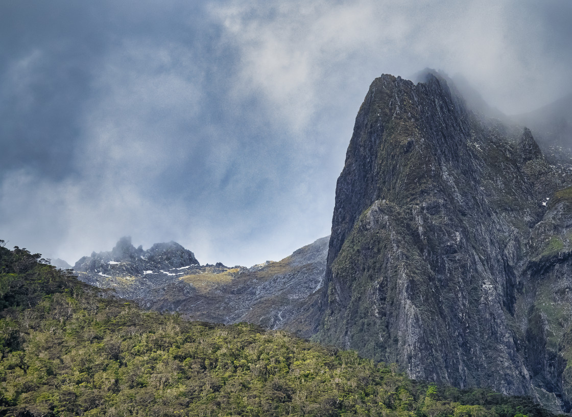 "Milford Sound - peaks" stock image