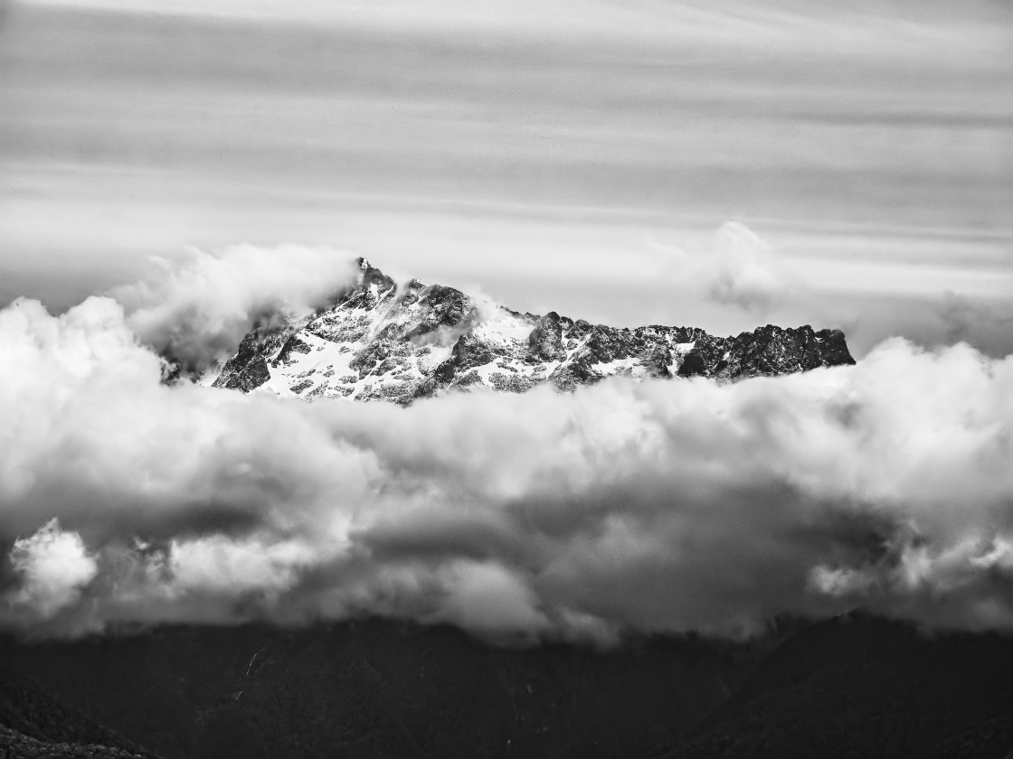 "Long White Cloud in monochrome - Aotearoa" stock image