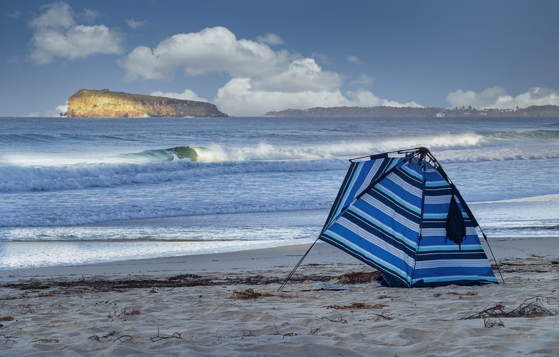 "Birdie Beach Umbrella" stock image