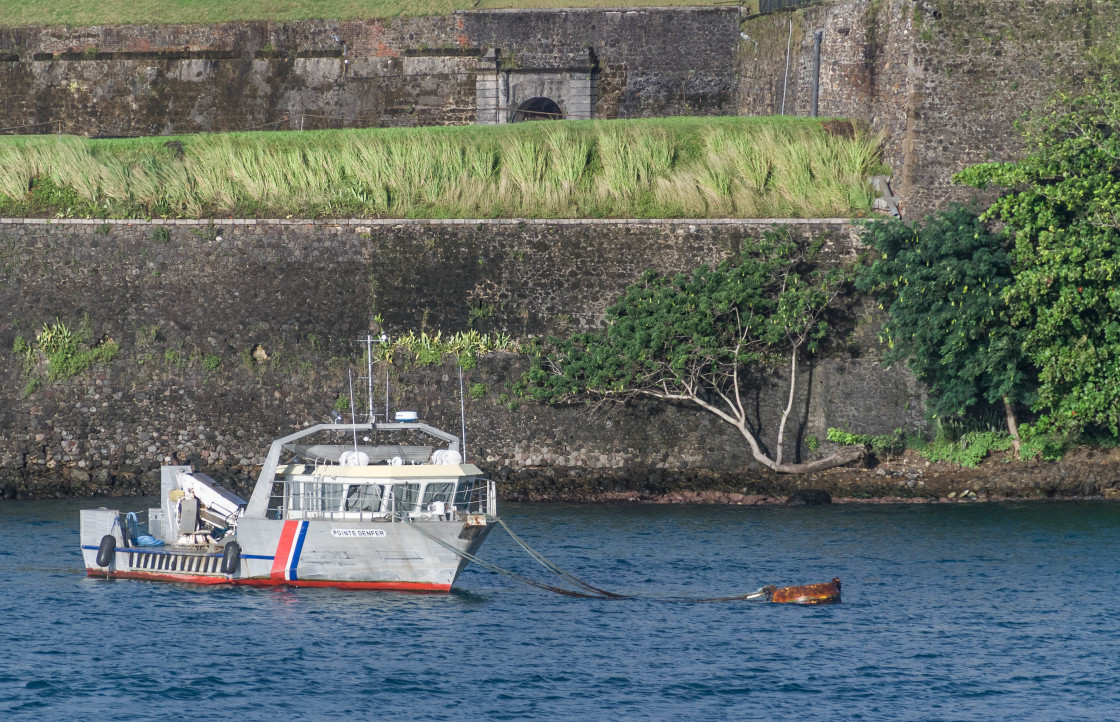 "Working boat - Pointe Denfer, Martinique" stock image