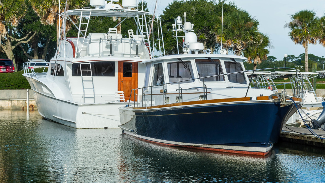 "Blue motor yacht" stock image