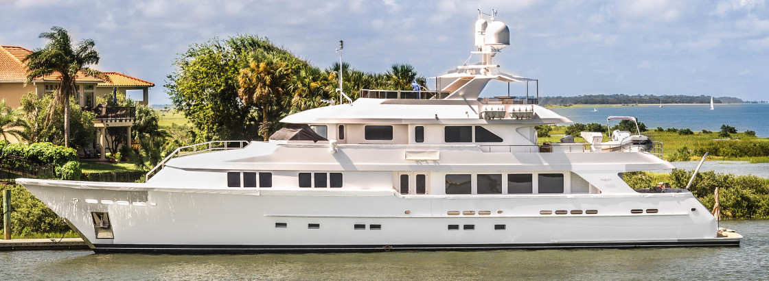 "Yacht docked at the marina" stock image