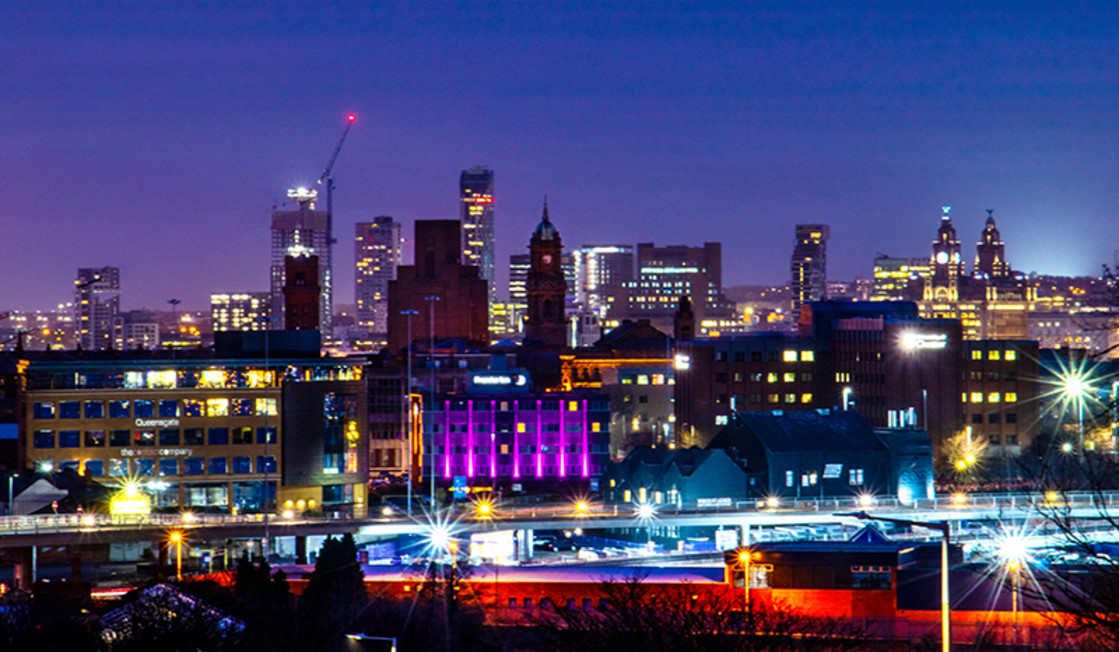 "Night View Of Birkenhead Town" stock image