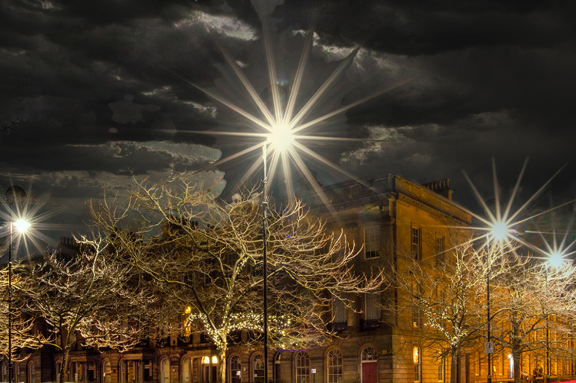 "Night Scene Hamilton Square" stock image