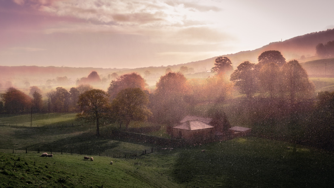 "Rainy Morning in Nidderdale" stock image