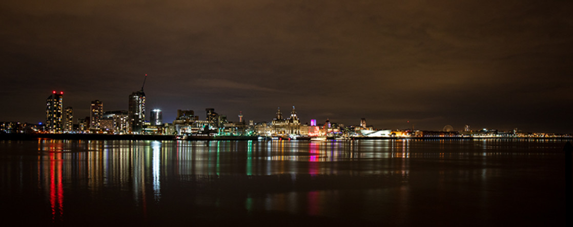 "Liverpool Waterfront at Night" stock image