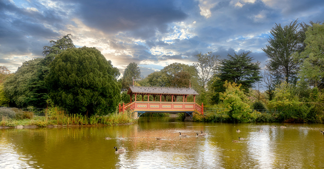 "Birkenhead Park Swiss Bridge" stock image