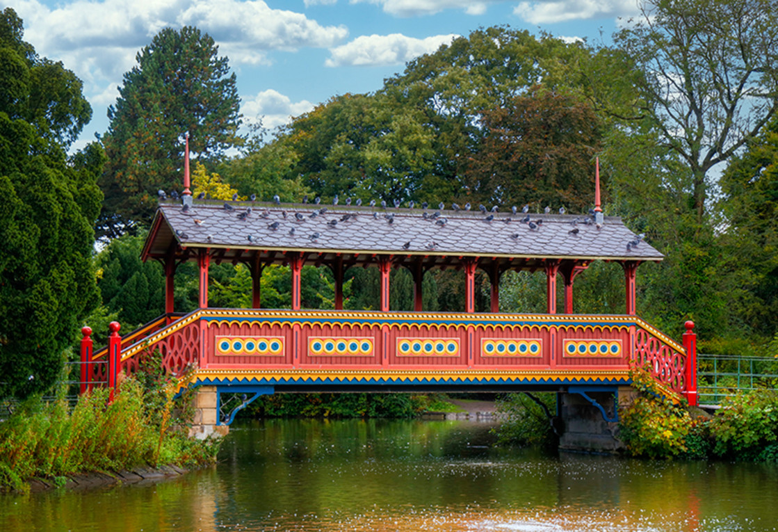 "Swiss Bridge Birkenhead Park" stock image