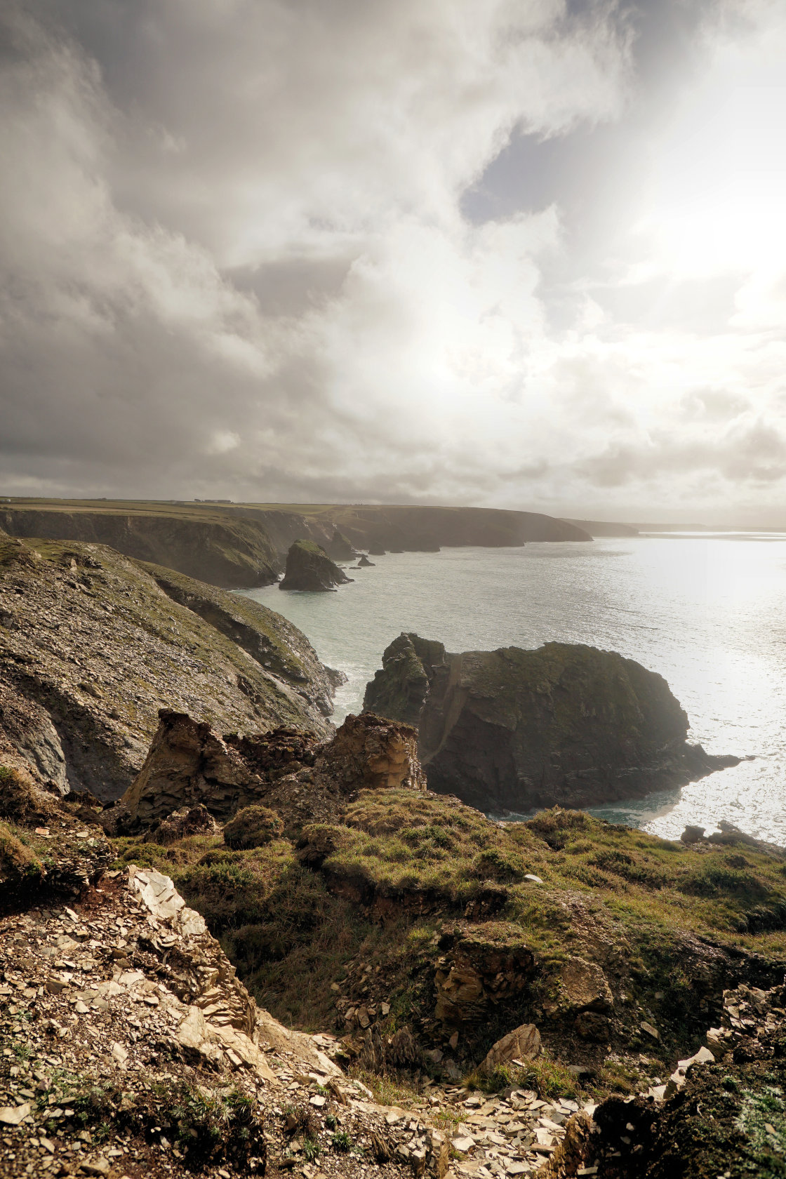 "Clouds over Bedruthen." stock image