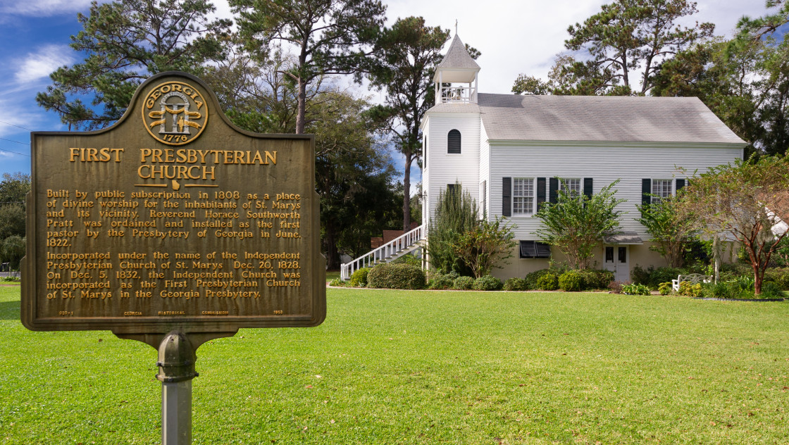 "First Presbyterian Church, St Marys, GA" stock image