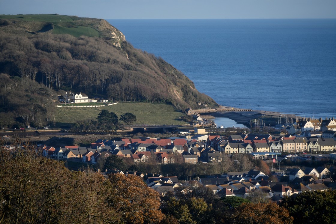 "Looking across Seaton from above." stock image