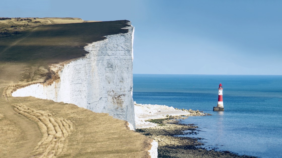 "Bank Holiday at Beachy Head" stock image