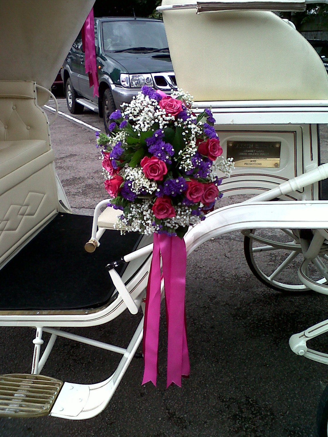 "Wedding Flowers On a horse drawn Carriage" by Ann Tomlin Photography - £10.00 "Wedding Flowers On a horse drawn Carriage" stock image