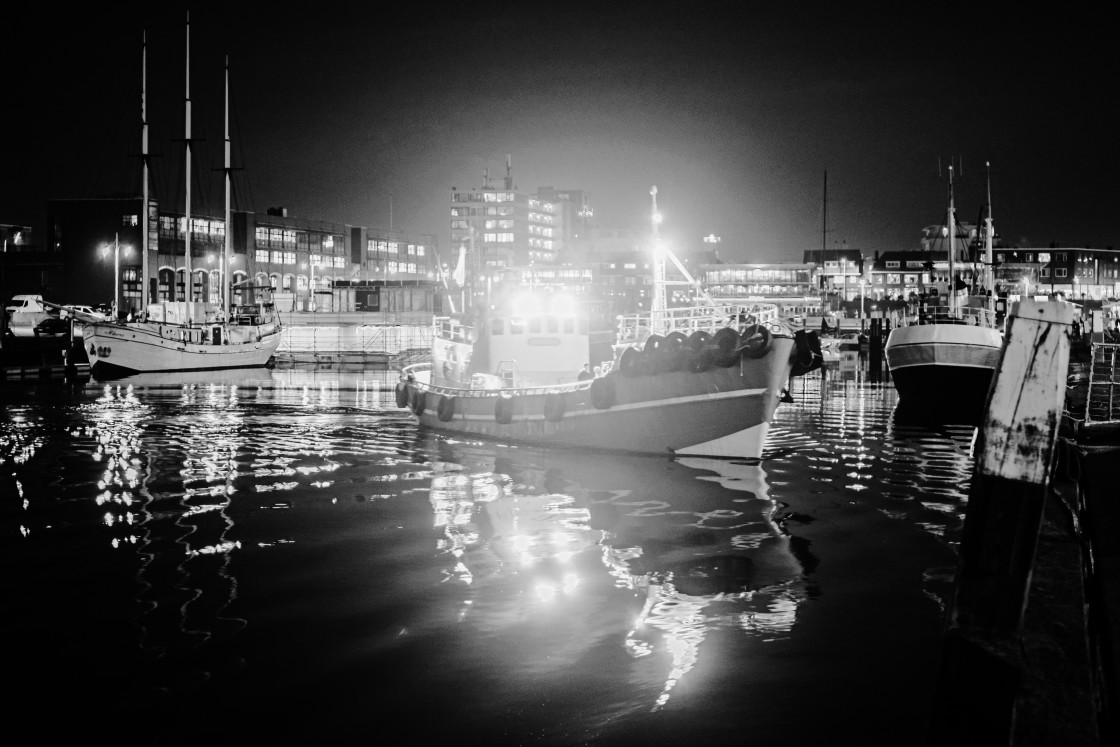 "Ship manoeuvering in the harbour." stock image