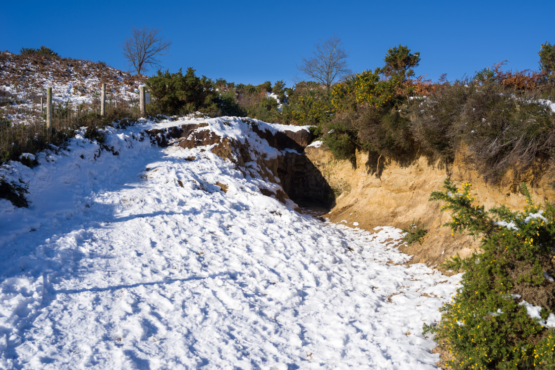 "Wintery Caesar's Camp Steep Hill" stock image