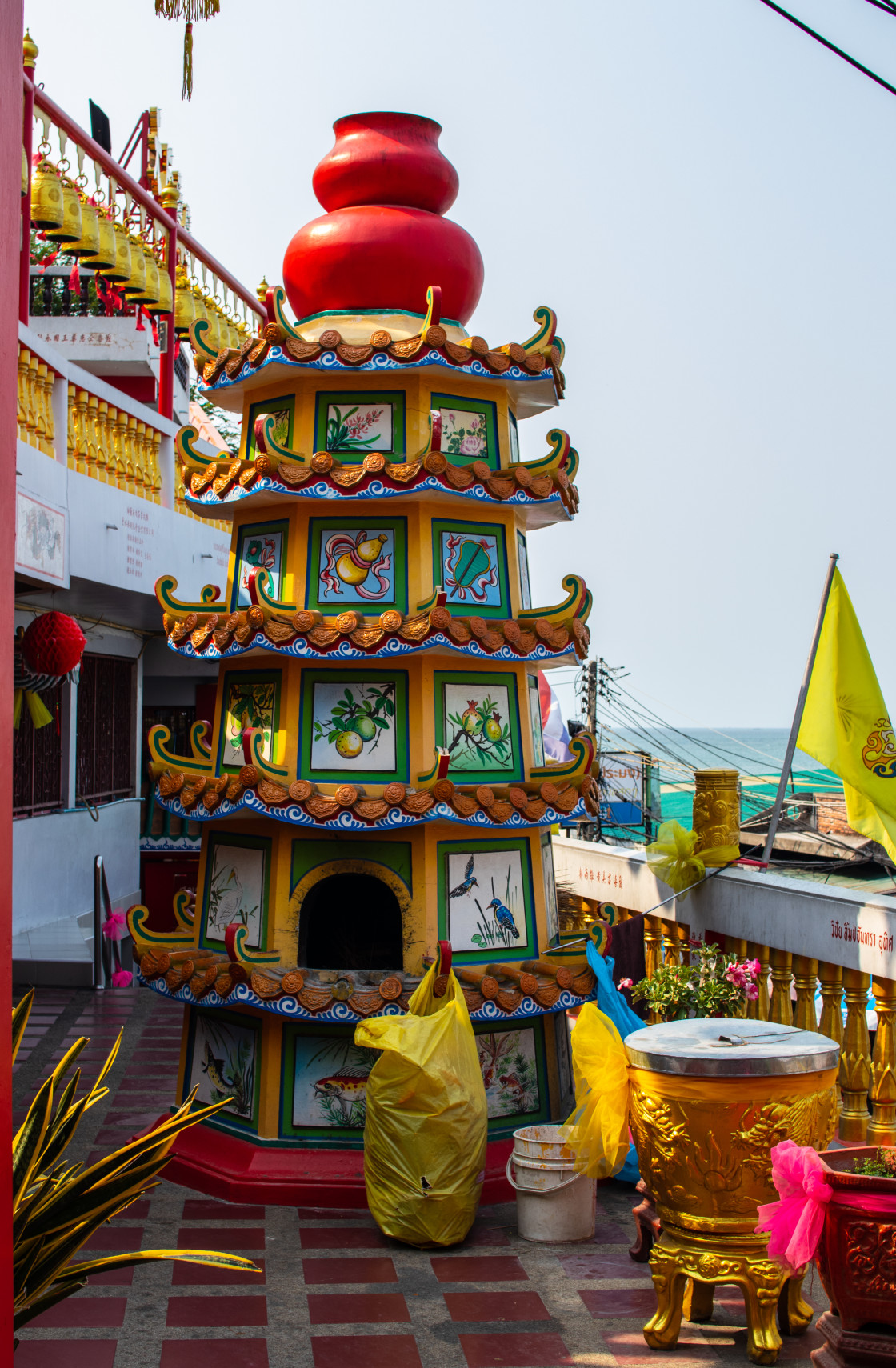 "Chinese Temple in Bang Saen District Chonburi Thailand Asia" stock image