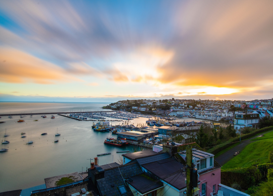 "Brixham Harbour at Dawn" stock image