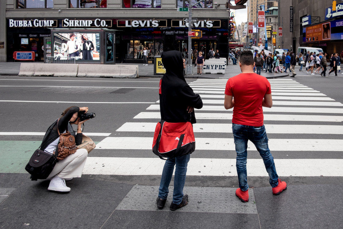 "Photographer taking street photos in New York" stock image