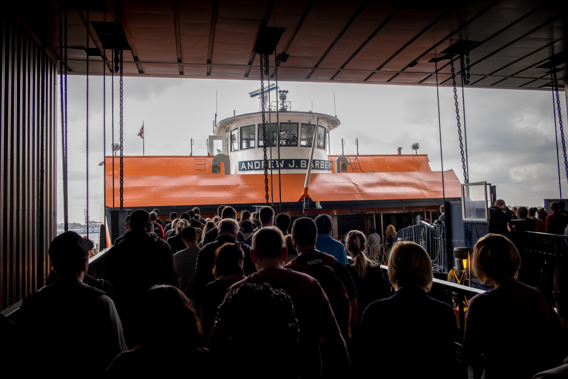 "Boarding the Staten Island Ferry" stock image