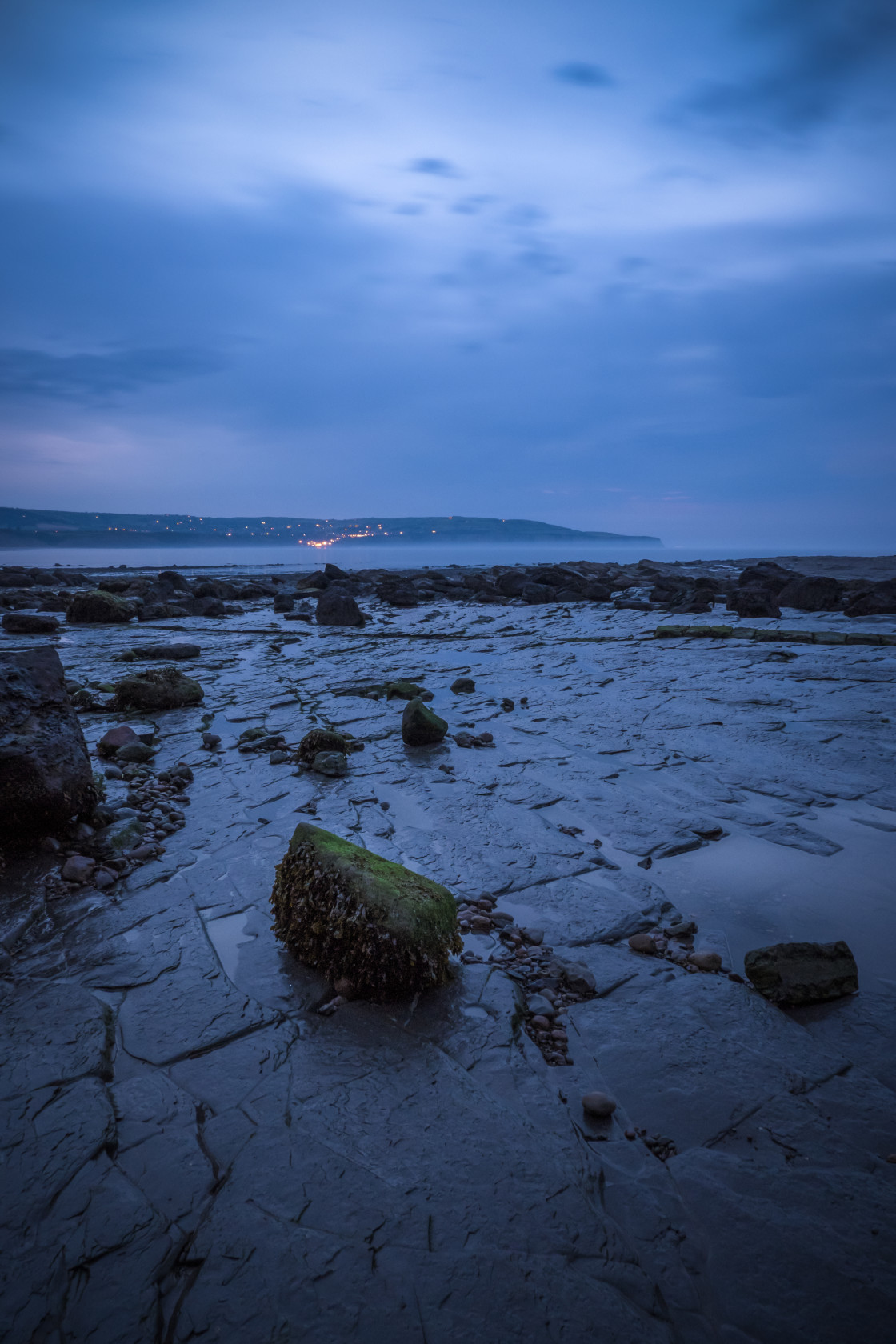 "Blue Hour at Ravenscar, North Yorkshire" stock image