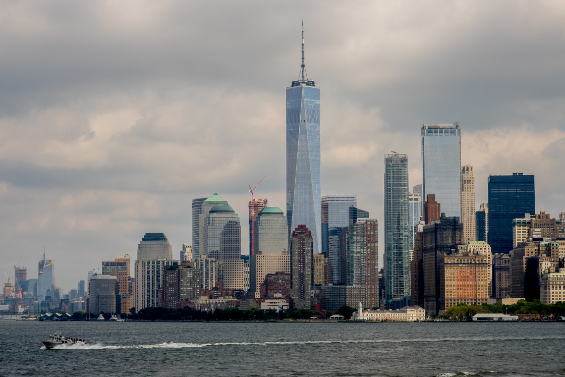 "Manhattan view from Hudson River." stock image