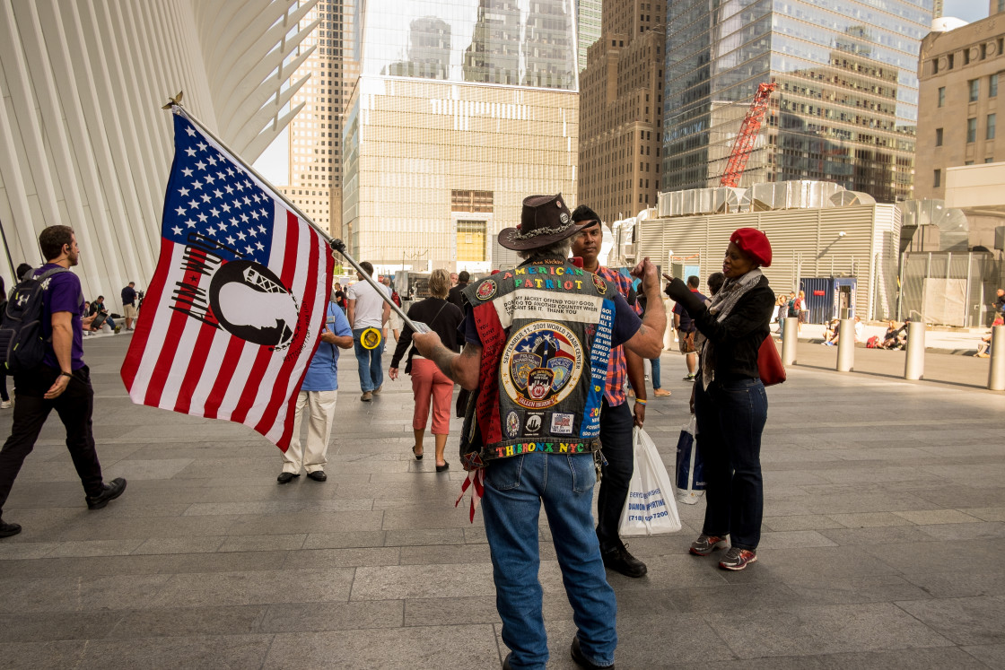 "Flag Bearer 9/11 Anniversary, World Trade Centre." stock image