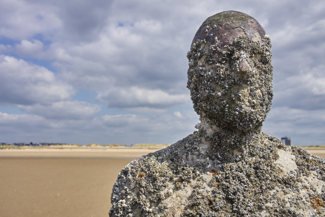 "Close up of one of Anthony Gormley’s statues" stock image