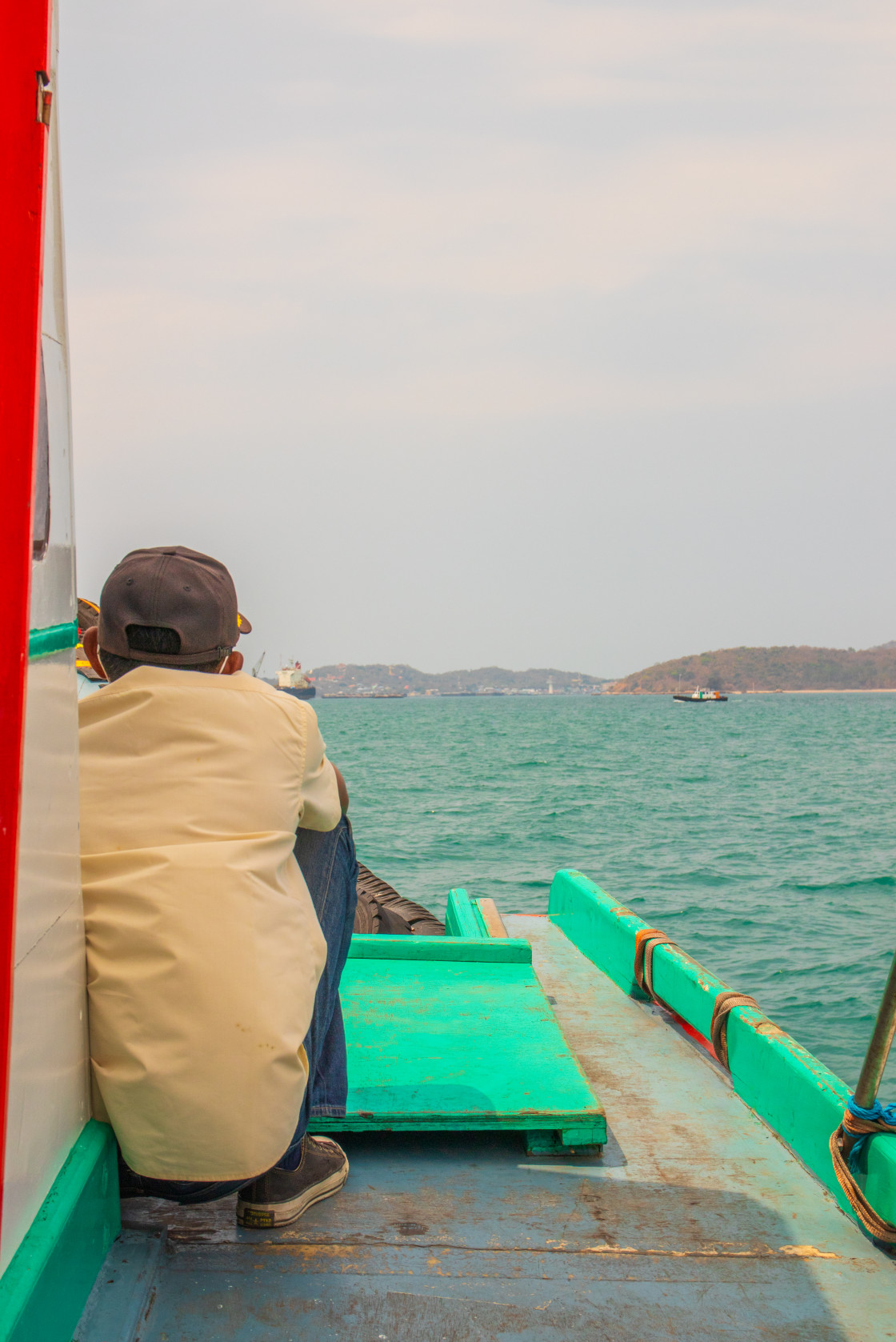 "with the ferry boat in the Gulf of Thailand" stock image