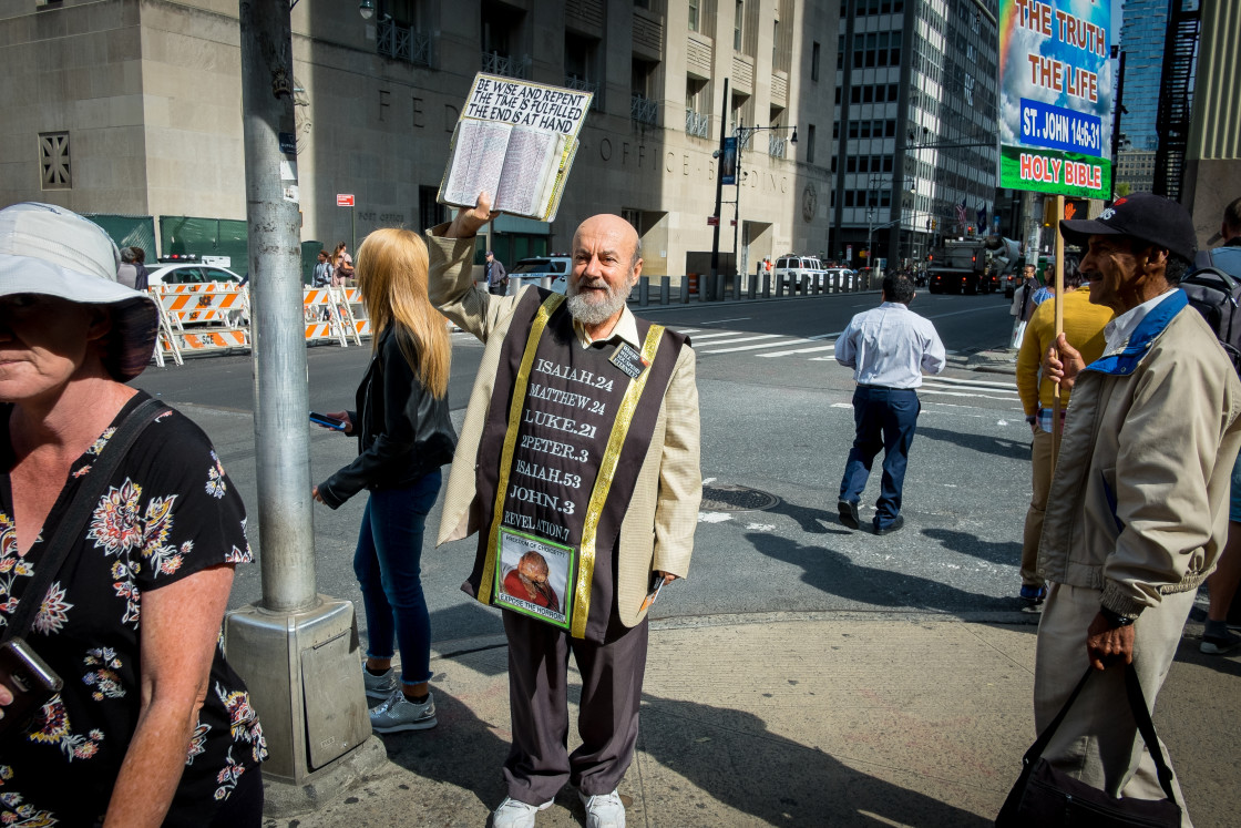 "Pavement Preacher in New York" stock image