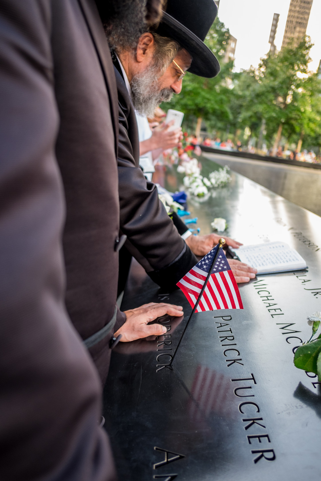 "Prayers at 9/11 Memorial , World Trade Centre, New York. 2" stock image