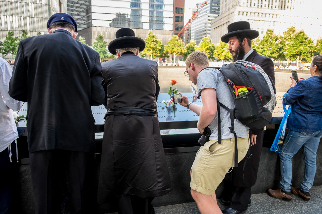 "Prayers at 9/11 Memorial , World Trade Centre, New York. 4" stock image