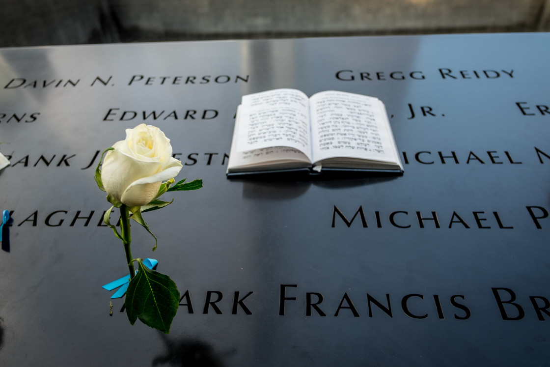 "Jewish prayer book at 9/11 Memorial , World Trade Centre, New York." stock image