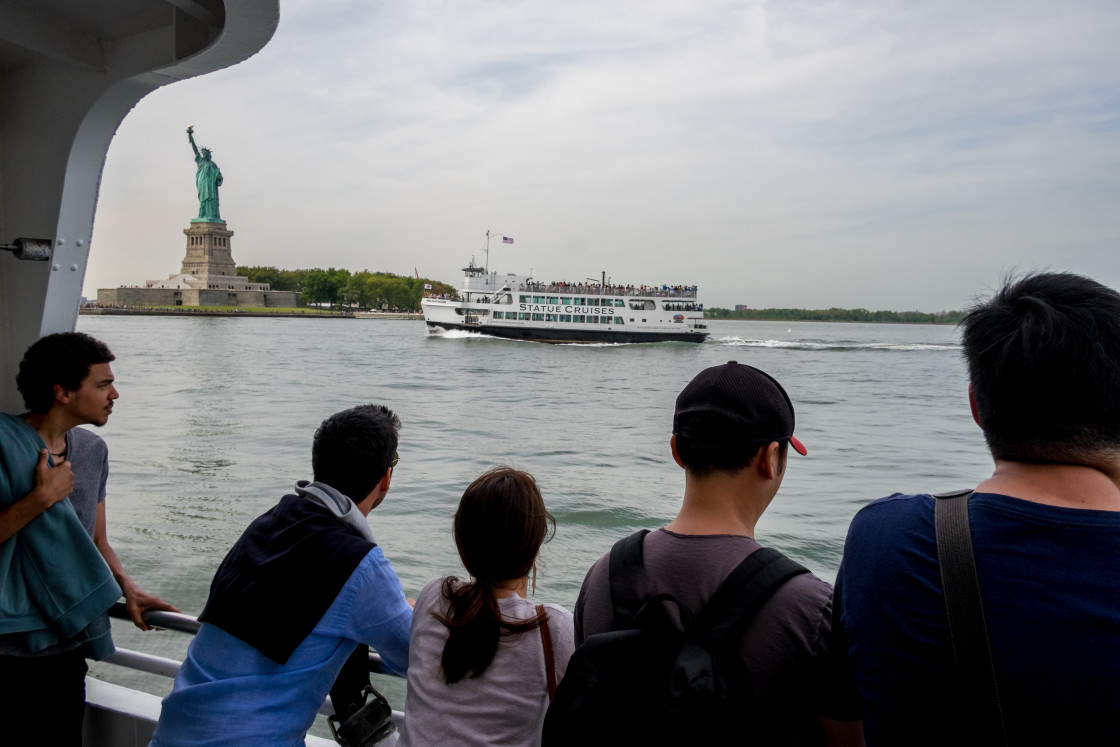 "Statue of Liberty from the Staten Island Ferry." stock image