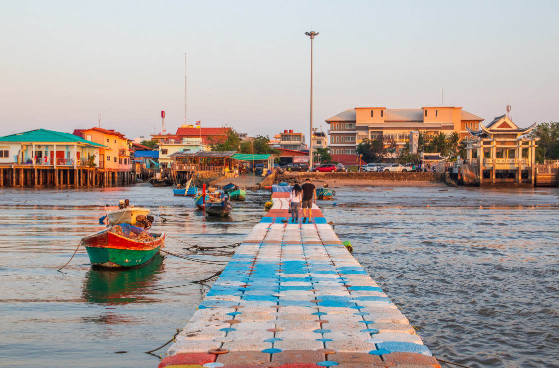 "ebb just before the high tide comes in Naklua District Chonburi in the Gulf of Thailand Asia" stock image