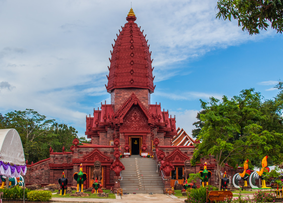 "Wat Phrai Phatthana in Phu Sing District Sisaket Thailand near the border to Cambodia" stock image