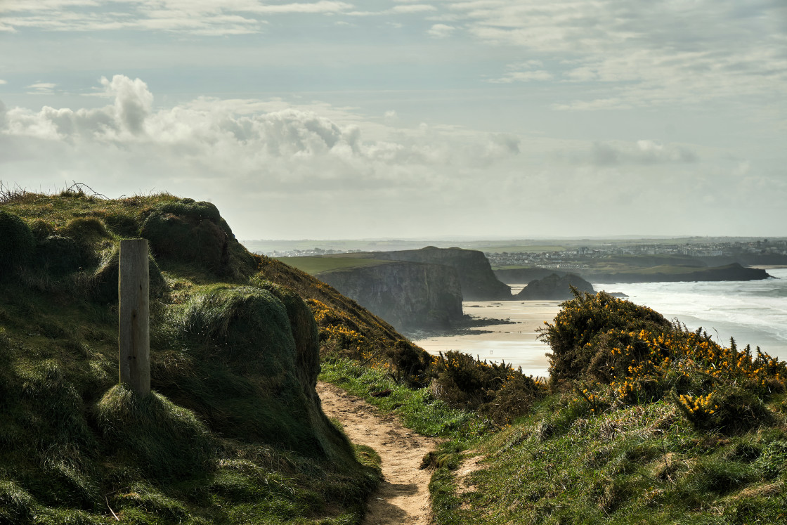"On the Cornish coast path." stock image