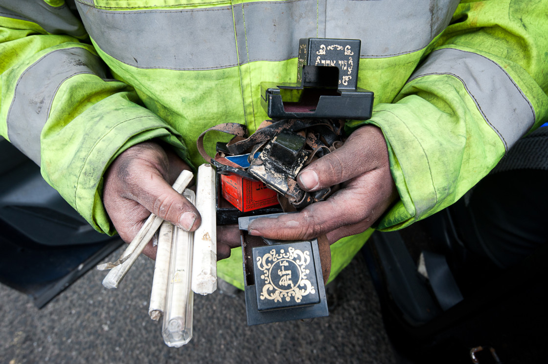 "Jewish artefacts rescued from house" stock image