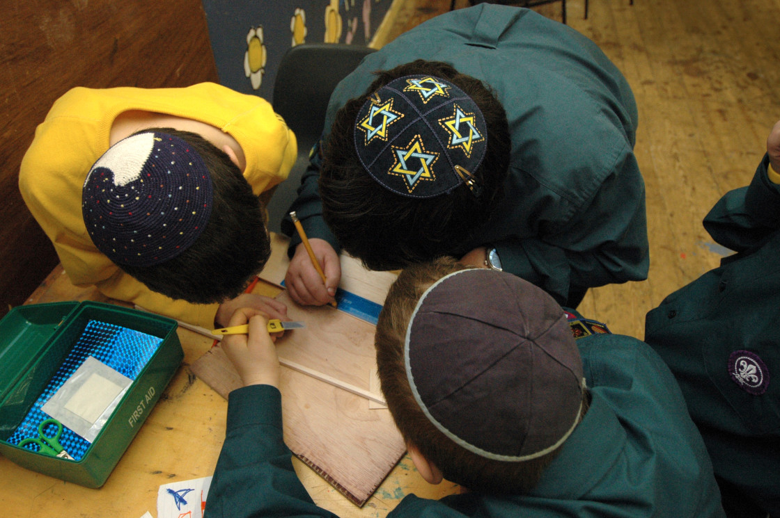 "Jewish Scouts wearing Yarmulkes" stock image