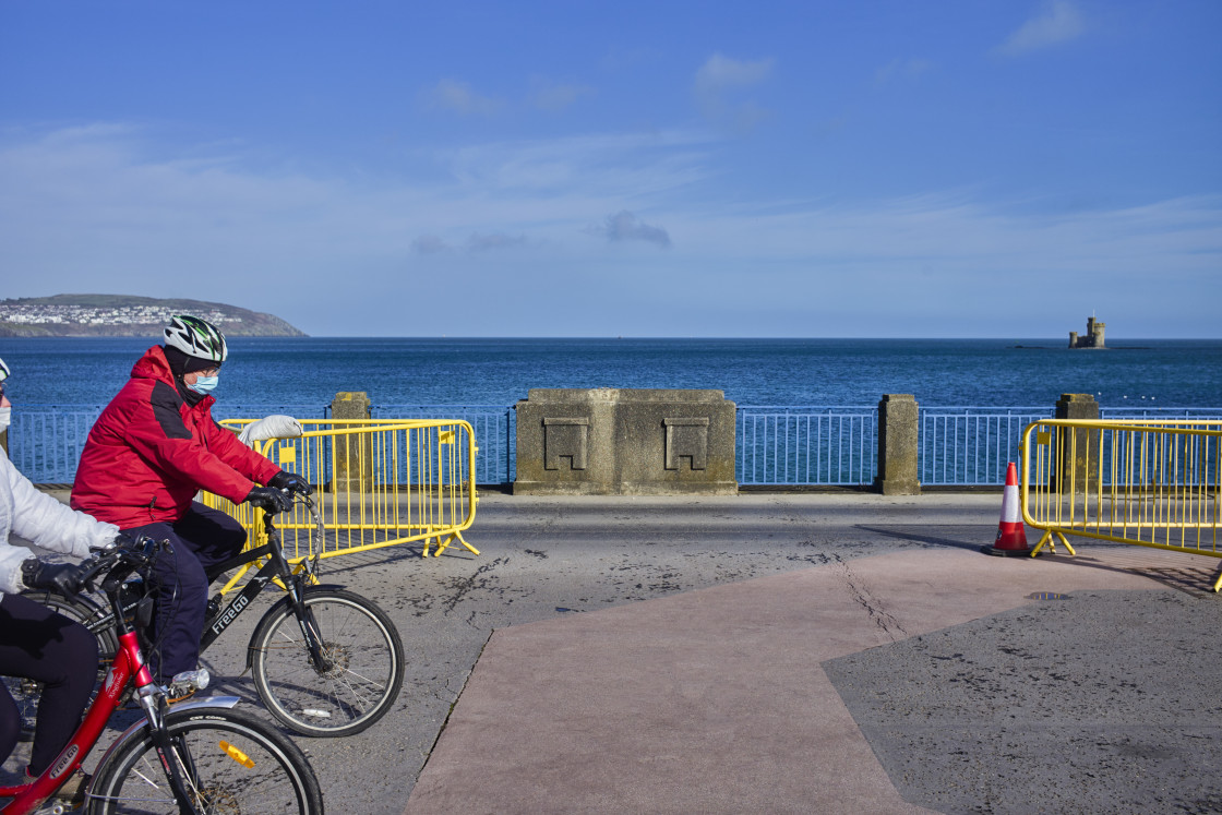 "Masked cyclists" stock image