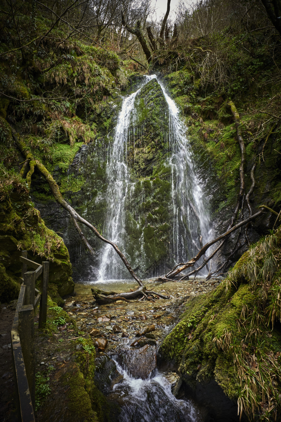 "The twin waterfalls at Dhoon Glen" stock image