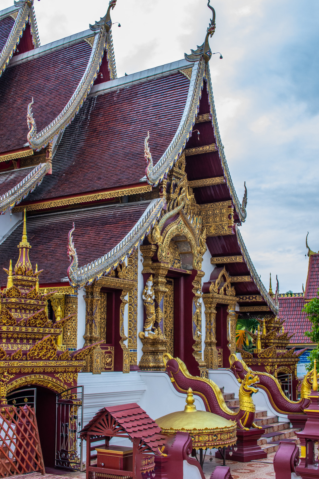 "Buddhist Temple in the old town of Chiang Mai Thailand Asia" stock image