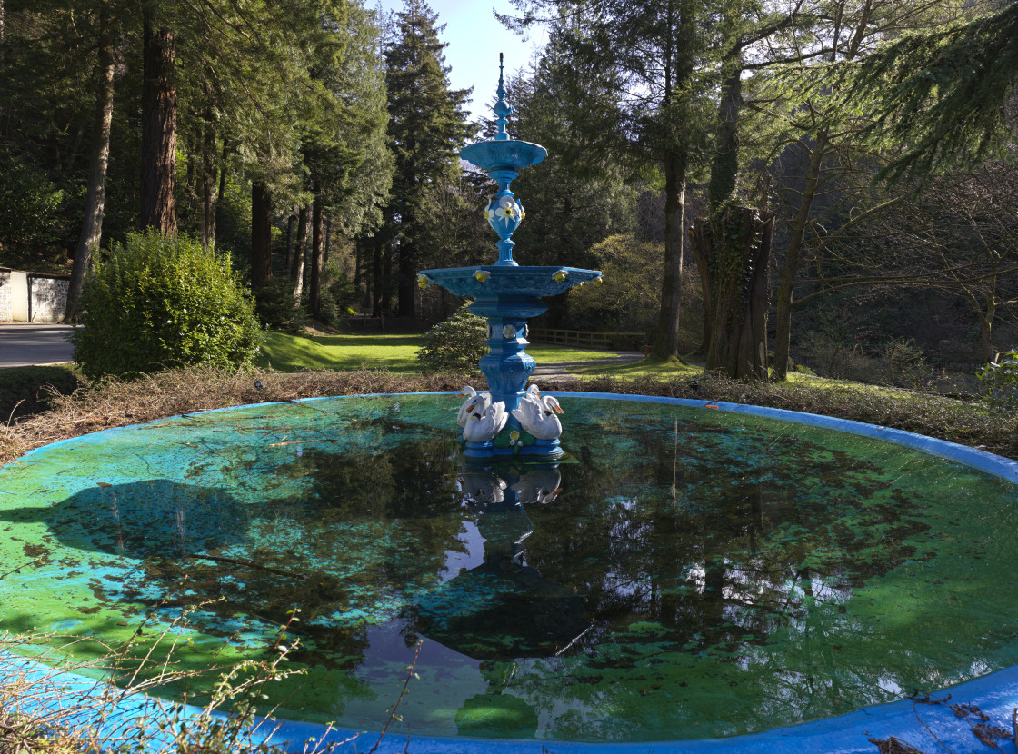 "Cast iron fountain with swans" stock image