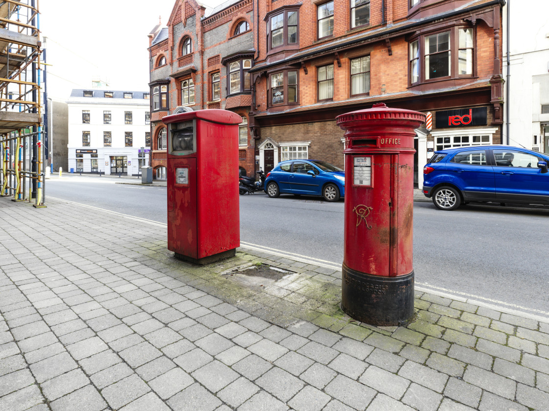 "Old and new letter boxes" stock image